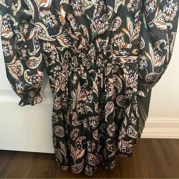 Maje Isley Wrap-effect Printed Satin Playsuit- Size 36; Like New without tags - Picture 14 of 16